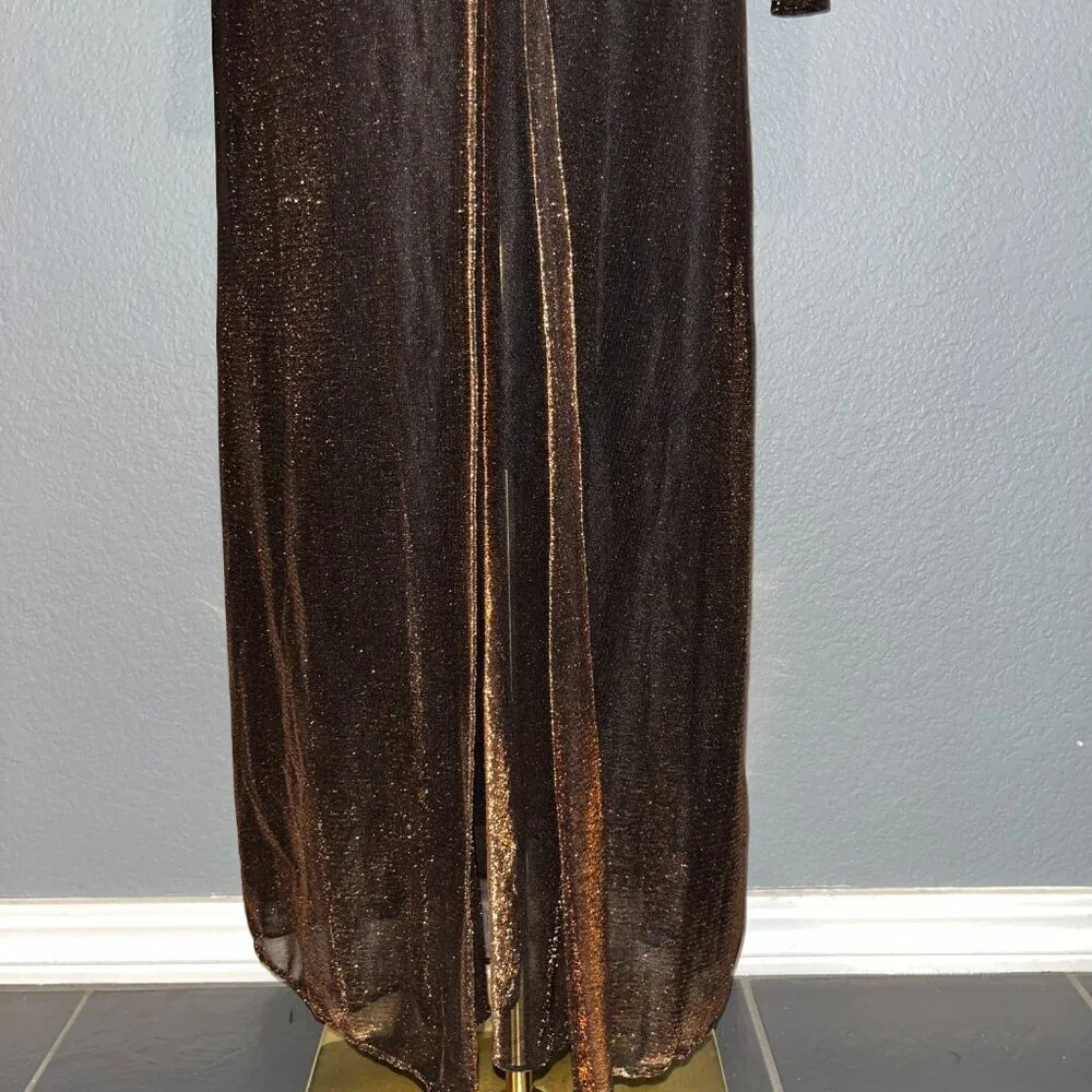 VINTAGE MARILY MONROE by WARNER'S COPPER METALLIC LONG SLIP DRESS SET  NWOT  M/L - Picture 5 of 16